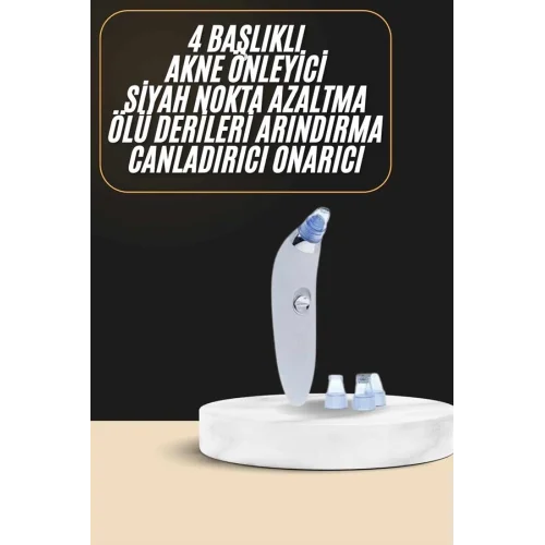 Mey İthalat® Siyah Nokta Temizleme Cihazı 4 Başlıklı Vakumlu Pilli Ölü Deri Arındırma