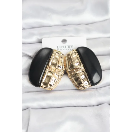 Mey İthalat® Siyah Renk Pirinç Vintage Kadın Küpe