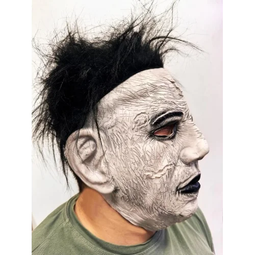 Mey İthalat® Siyah Saçlı Michael Myers Lateks Yüze Tam Yapışan Et Maske Korku Maskesi