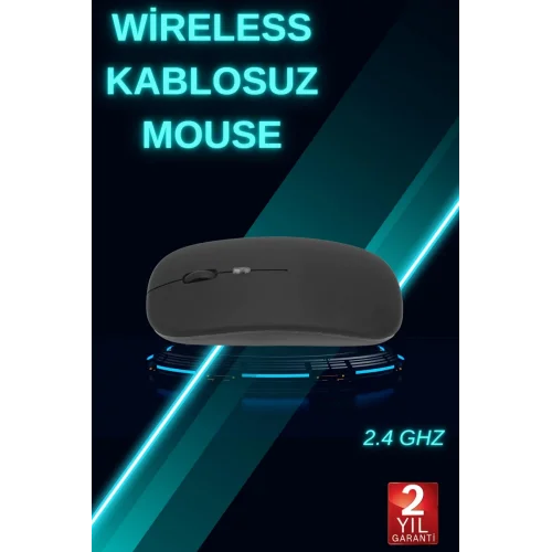 Mey İthalat® Siyah Wireless Kablosuz Sessiz Mouse Bluetooth Bağlantılı