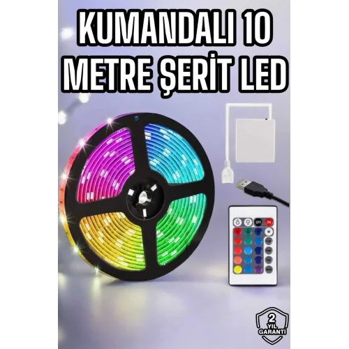 Mey İthalat® Smart Şerit Led TV Arkası Renkli Kumandalı 10 Metre
