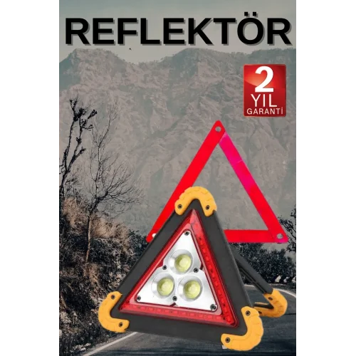 Mey İthalat® Solar Şarjlı Çok Fonksiyonlu Reflektör Işıklı Ikaz Lambası Acil Durum Reflektörü Acil Durum Uyarı Lambası