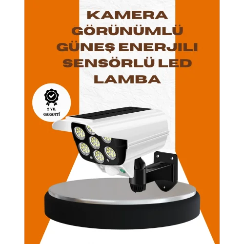 Mey İthalat® Solar Şarjlı Kamera Tasarımlı LED Duvar Lambası Hareket Sensörlü Dış Mekan Aydınlatma