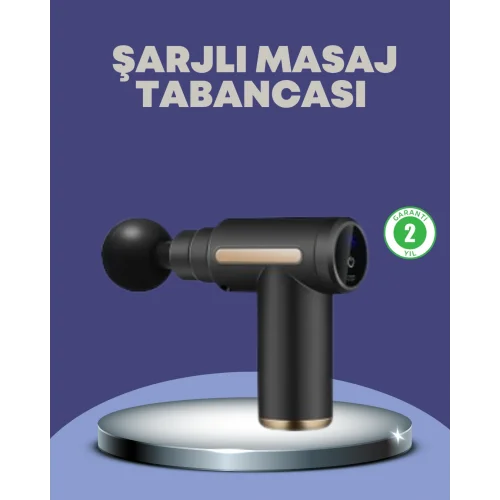 Mey İthalat® Sporcu Kas Masaj Tabancası 6 Kademe Güçlü Titreşim 4 Başlık Şarjlı Masaj Aleti