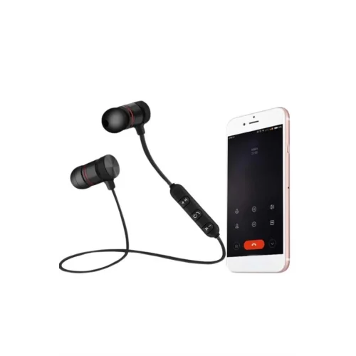 Mey İthalat® Sports Mıknatıslı Siyah Bluetooth Kulaklık Kablolu Uzun Pil Ömrü