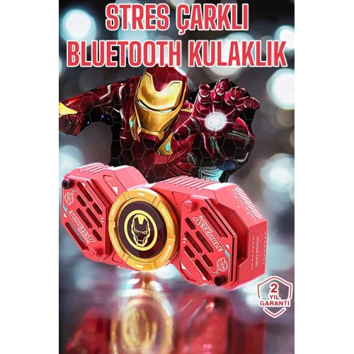 Mey İthalat® Stres Çarklı Bluetooth Kulaklık Kablosuz Kırmızı Yüksek Ses Kaliteli