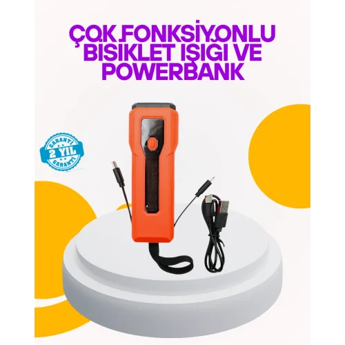 Mey İthalat® Su Geçirmez Bisiklet Işığı 5000 mAh Powerbankli Ön Far