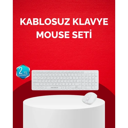 Mey İthalat® Tam Boy Kablosuz Klavye Mouse Seti - Gelişmiş Bağlantı ve Sessiz Performans