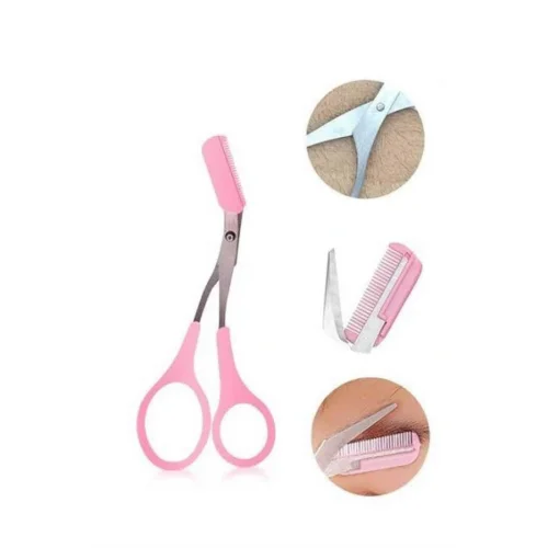 Mey İthalat® Taraklı Kaş Bıyık Makası Ve Kaş Ustura Seti Kaş Bıyık Tüy Alma Epilasyon Aleti 2li Set