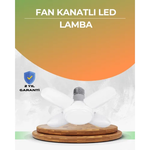 Mey İthalat® Tasarruflu Pervane LED Ampül 4 Kollu 60 Watt Geniş Alan Aydınlatma