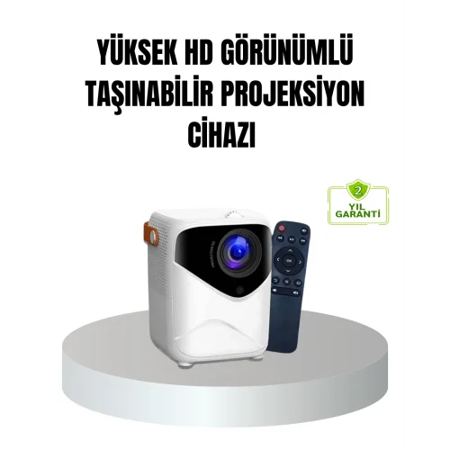 Mey İthalat® Taşınabilir 1080P HD Akıllı Projektör – 64GB Dahili Hafıza, 2GB RAM, Uzaktan Kumandalı