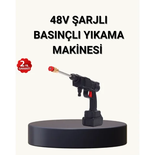 Mey İthalat® Taşınabilir Basınçlı Yıkama Makinesi – 5m Hortumlu, Köpük Şişeli, 48V Güçlü