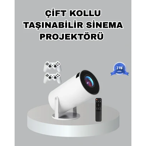 Mey İthalat® Taşınabilir Projeksiyon Cihazı 4K Destekli Wi-Fi Kablosuz Ekran Yansıtma