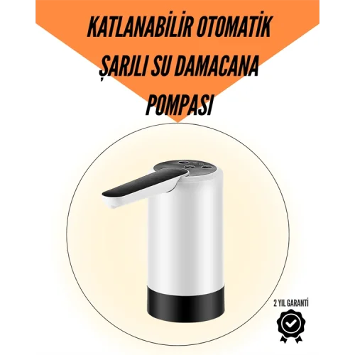 Mey İthalat® Taşınabilir Şarjlı Damacana Su Pompası Hijyenik Tasarım