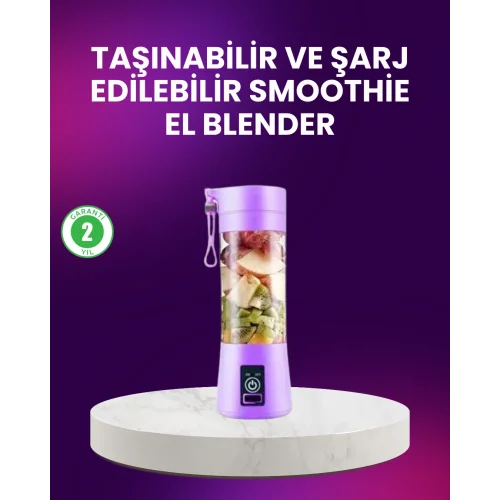 Mey İthalat® Taşınabilir Şişe Blender 380ml Şarjlı Spor Smoothie Shake Karıştırıcı