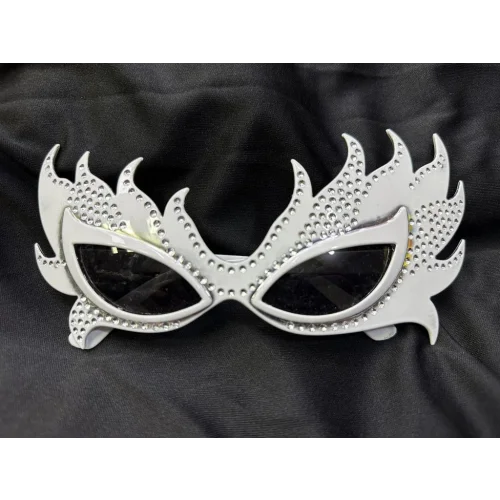 Mey İthalat® Taşlı  Gecenin Yıldızı Beyaz Parti Alev Gözlük