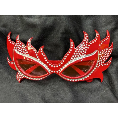 Mey İthalat® Taşlı  Gecenin Yıldızı Kırmızı Parti Alev Gözlük