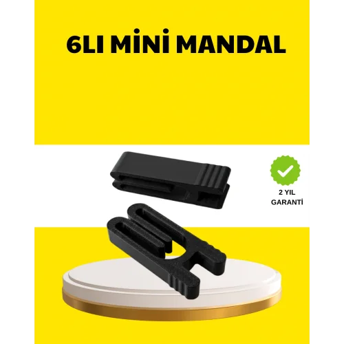 Mey İthalat® Tekrar Kullanılabilir Poşet Mandalı Siyah 6’lı Set