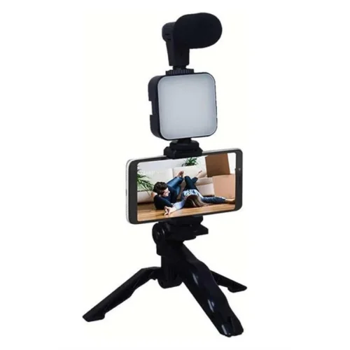 Mey İthalat® Telefon Tutucu Mikrofonlu Işıklı Youtuber Video Kayıt