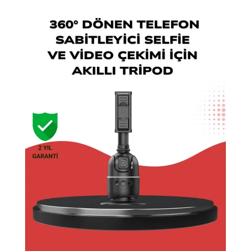 Mey İthalat® Telefon ve Kamera Uyumlu 360° Otomatik Takipli Akıllı Masa Tripodu