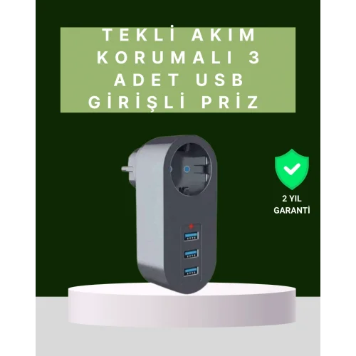 Mey İthalat® Termal Akım Korumalı 3 USBli Güvenli Priz – Akıllı Akım Dengeleme