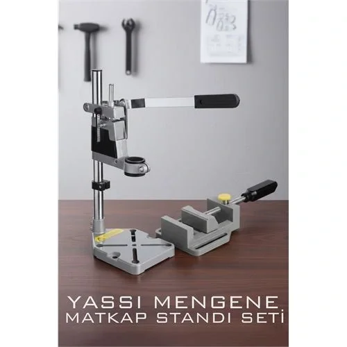 Mey İthalat® Tezgah Üstü Matkap Standı  + Tezgah Mengenes Seti