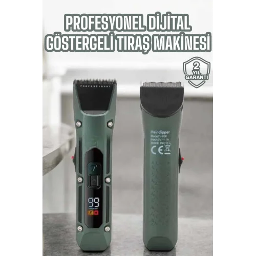 Mey İthalat® Tıraş Makinesi Dijital Göstergeli Turbo Motor Paslanmaz Çelik