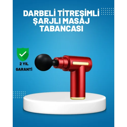 Mey İthalat® Titreşimli Masaj Tabancası 4 Başlıklı 6 Hız Ayarlı Kas Rahatlatıcı