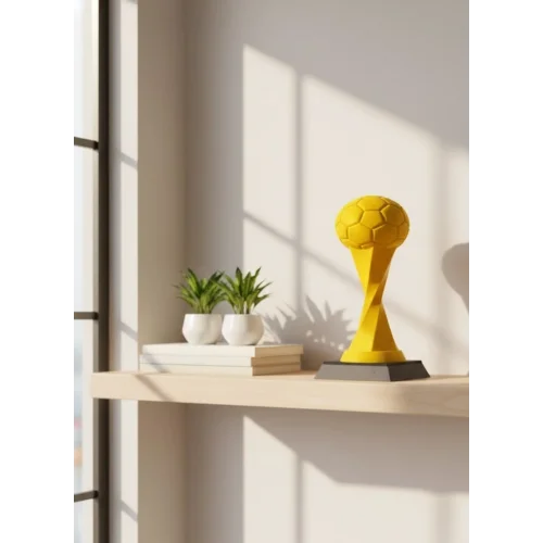 Mey İthalat® Toplu Kupa Sarı 21cm Dekoratif Ödül Tasarım Biblo