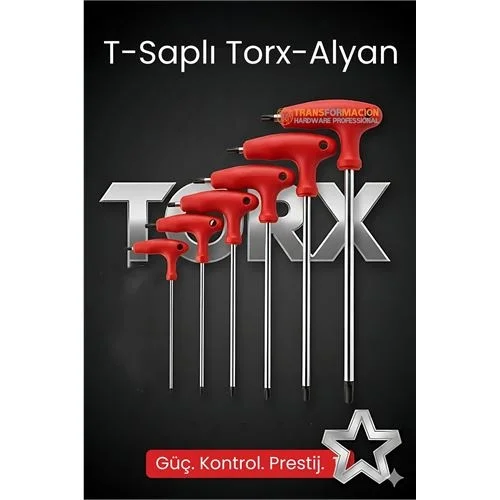 Mey İthalat® Tor-X Profesyonel T-Kollu Torx Alyan Anahtar Seti (6 Parça) - Güç ve Hassasiyet Bir Arada