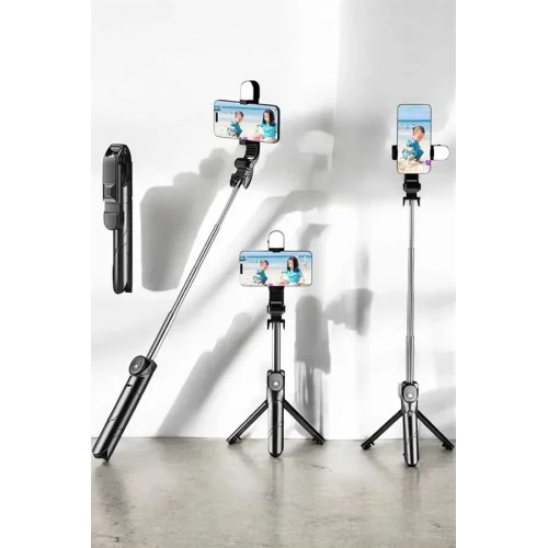 Mey İthalat® Tripod Kablosuz Bluetooth Bağlantılı Selfie Çubuğu 360 Derece Dönebilen