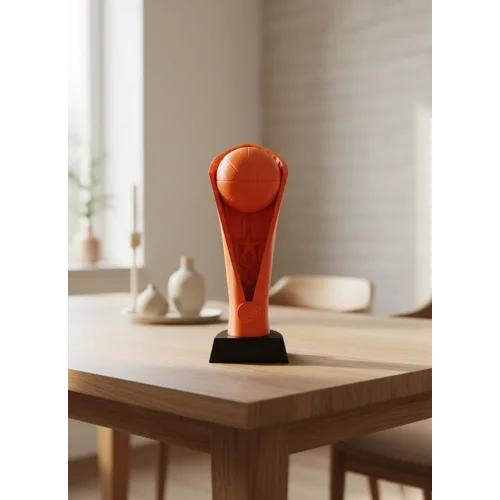 Mey İthalat® Turuncu Kupa 23cm Basketbol Temalı Dekoratif Ödül Biblosu