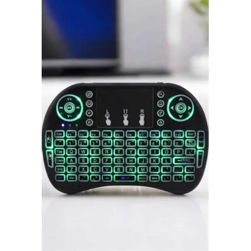 Mey İthalat® TV Uyumlu Mini Klavye Q Klavye Işıklı Tüm Cihazlara Uyumlu
