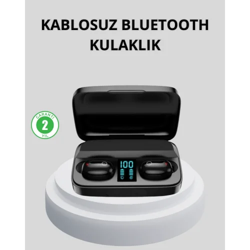 Mey İthalat® TWS Bluetooth Kulaklık 1800mAh Şarj Kutulu Dijital Ekranlı
