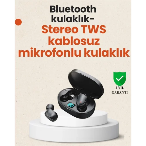 Mey İthalat® TWS Bluetooth Kulaklık Kulak İçi Kablosuz Dijital Göstergeli Çağrı Cevaplayabilen