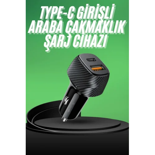 Mey İthalat® Type-C Girişli Araba Çakmaklık Şarj Cihazı 38W Oto Çakmaklık