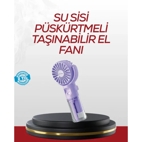 Mey İthalat® Type-C Şarjlı Taşınabilir Su Buharlı Mini Vantilatör