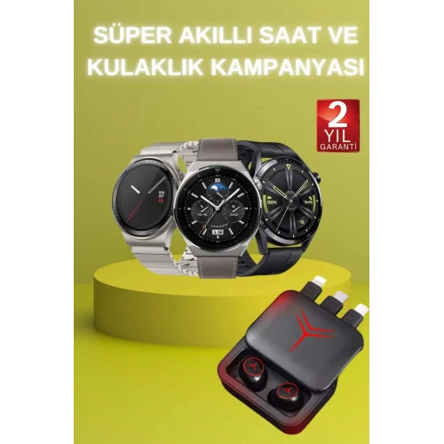 Mey İthalat® Ucuz Kaliteli Akıllı Saat ve Powerbank Bluetooth Kulaklık 5.1 Stereo ANC Özelliği