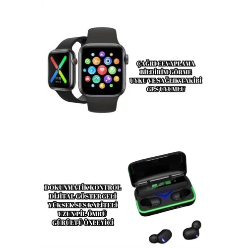 Mey İthalat® Ucuz ve Kaliteli Kulaklıklı Saat Seti Bluetooth Bağlantılı Akıllı Saat ve Kulaklık