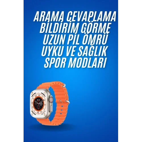 Mey İthalat® Ultra Akıllı Saat 49 Mm Çift Kordonlu Arama Cevaplama Bluetooth Bağlantılı