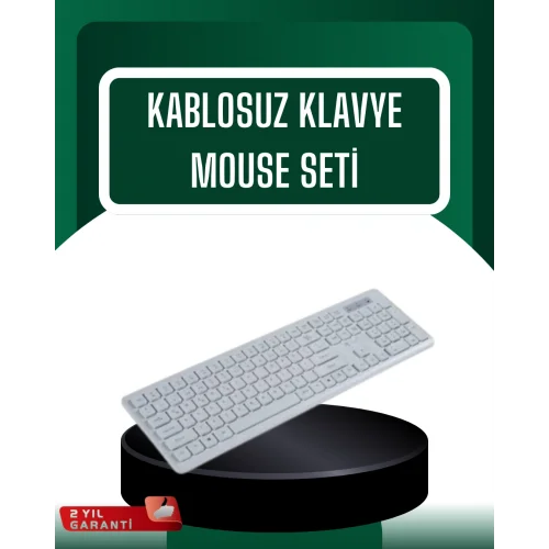 Mey İthalat® USB Alıcılı Kablosuz Klavye Mouse - Geniş Uyumluluk, Sessiz Tuşlar