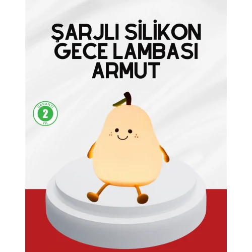 Mey İthalat® USB Şarjlı Armut Gece Lambası Dokunmatik Renk Değişimli