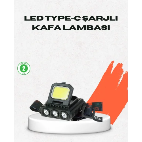 Mey İthalat® USB Şarjlı Kafa Feneri 800 Lumen Ayarlanabilir COB ve XPE LED