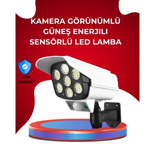 Mey İthalat® Uzaktan Kumandalı Güneş Enerjili LED Güvenlik Lambası Kamera Tipi Hareket Sensörlü