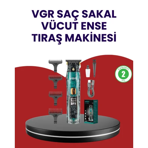 Mey İthalat® VGR V-695 Şarjlı Profesyonel Erkek Saç Sakal Tıraş Makinesi IPX7 Su Geçirmez