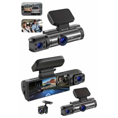 Mey İthalat® Video ve Fotoğraf Kaydedici Sürüş Kamerası Ön ve Arka Çift Kameralı