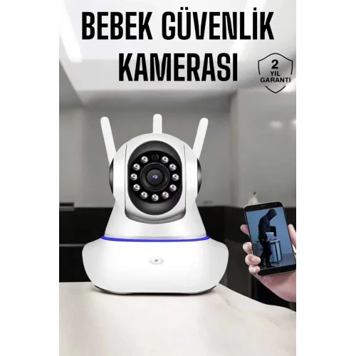 Mey İthalat® Wifi Kamera Ev Kamerası Gece Görüşlü Kablosuz Bebek Izleme Kamerası