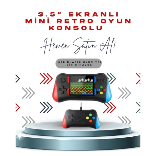 Mey İthalat® X7M Vintage 3.5 İnç 500’ü 1 Arada Klasik Oyun Konsolu