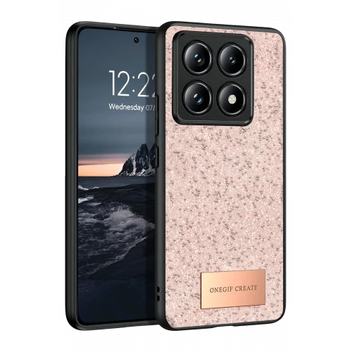 Mey İthalat®  Xiaomi Mi 14T Pro Bright Simli Kapak - Pembe