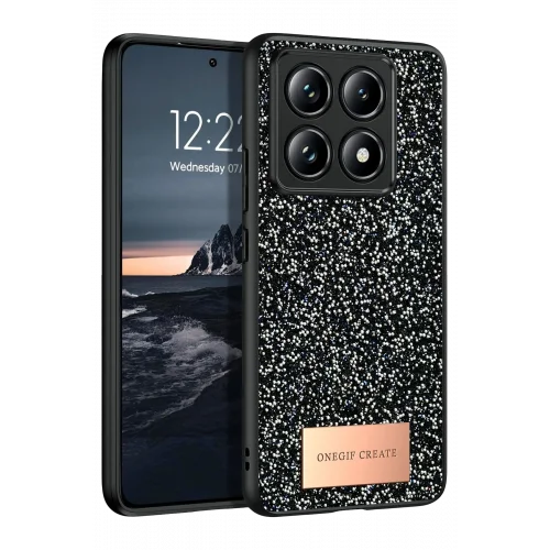 Mey İthalat®  Xiaomi Mi 14T Pro Bright Simli Kapak - Siyah